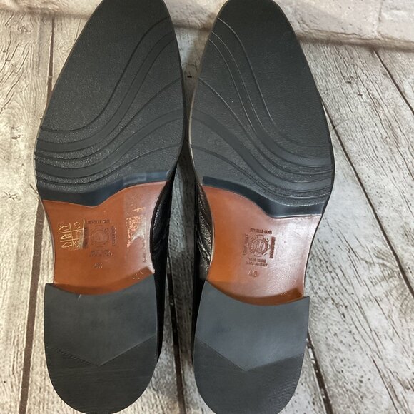 Stefano Castelli Mens Sz EU 46 US 13 Black Leather Wing Tip Slip-On Dress Shoes - Picture 4 of 8